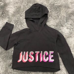 Girls Cropped Justice Hoodie Sweater